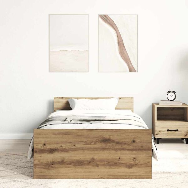 vidaXL Rama ł&oacute;żka bez materaca Artisan Oak 100x200cm Drewno klejone