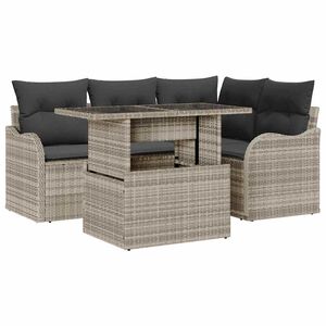 vidaXL Zestaw Sof na Ogr&oacute;d 5 szt. Jasnoszary Rattan poli
