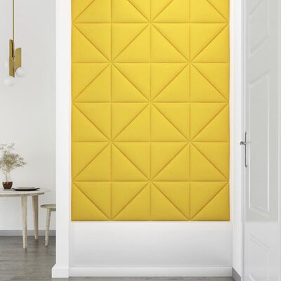 vidaXL Panele ścienne, 12 szt, jasnożółte, 30x30 cm, tkanina, 0,54 m²