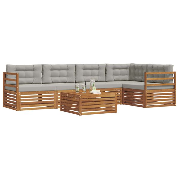 vidaXL Zestaw sof na zewnątrz z poduszką 6 pcs Naturalny i Jasny Szary