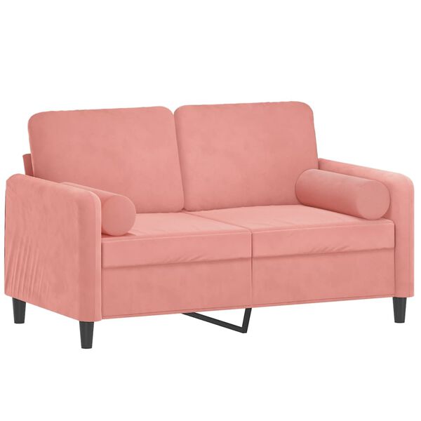 vidaXL 2-osobowa sofa z poduszkami, r&oacute;żowa, 120 cm, aksamit