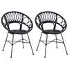vidaXL Krzesło jadalniane 2 pcs Czarny 49 x 51 x 81 cm Rattan i żelazo