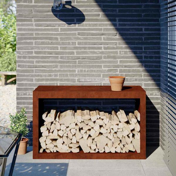 vidaXL Stojak na drewno opałowe 100x40x60 cm Stal kortenowska