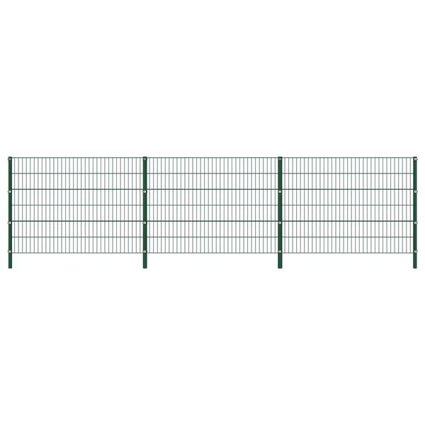 vidaXL Panel ogrodzeniowy ze słupkami żelaznymi 522x120 cm zielony