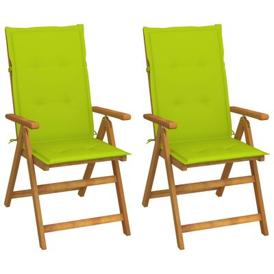 vidaXL Rozkładane krzesła ogrodowe z poduszkami, 2 szt., lita akacja