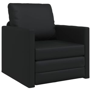 vidaXL Sofa podłogowa 2-w-1, czarna, 112x174x55 cm, sztuczna sk&oacute;ra