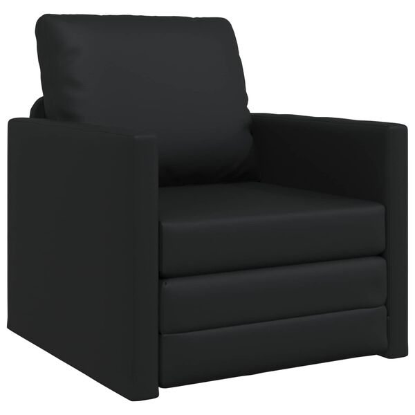 vidaXL Sofa podłogowa 2-w-1, czarna, 112x174x55 cm, sztuczna sk&oacute;ra