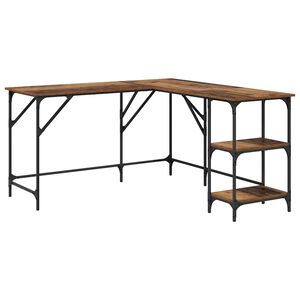 vidaXL Biurko Stare drewno 139 x 139 x 75 cm Drewno inżynieryjne