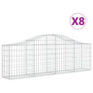 vidaXL Kosze gabionowe, 8 szt, 200x30x60/80 cm, galwanizowane żelazo
