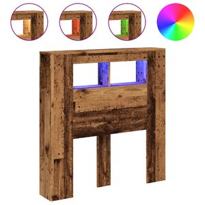vidaXL Wezgłowie ł&oacute;żka z LED, stare drewno, 100x18,5x103,5 cm