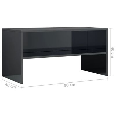 vidaXL Szafka TV, czarna, wysoki połysk, 80x40x40 cm