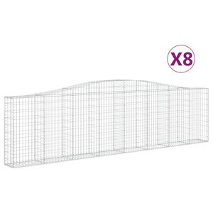 vidaXL Kosze gabionowe, 8 szt, 400x30x100/120 cm, galwanizowane żelazo