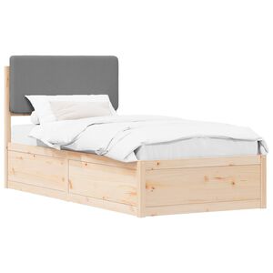 vidaXL Ramka ł&oacute;żka z tapicerowanym wezgłowiem Jasnoszary 100 x 200 cm