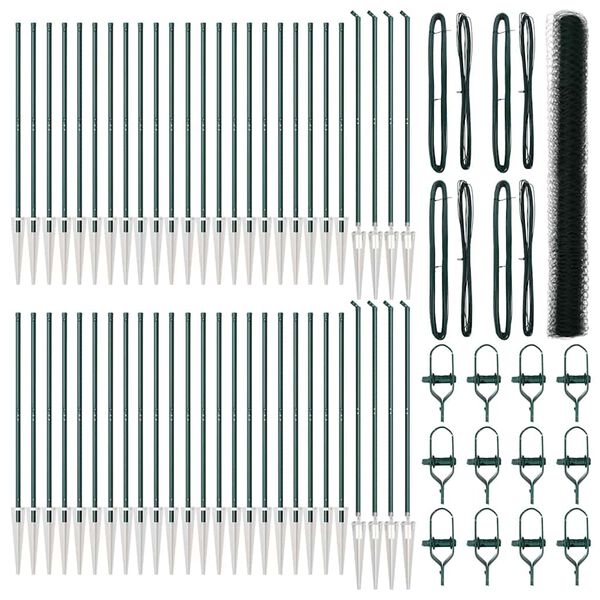 vidaXL Ogrodzenie z słupkami Zielony 1.6 x 100 m Stal pokryta PCV