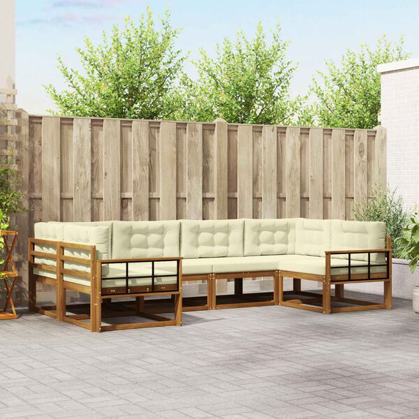 vidaXL Zestaw sof na zewnątrz z poduszką 6 pcs Naturalny i Kremowy