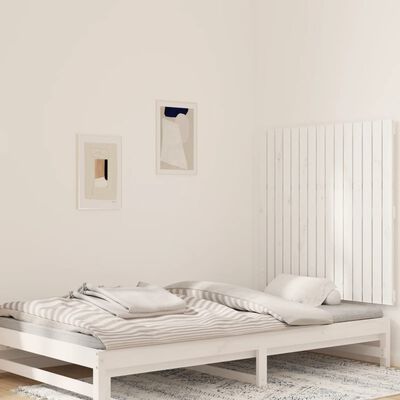 vidaXL Wezgłowie łóżka, białe, 95,5x3x90 cm, lite drewno sosnowe