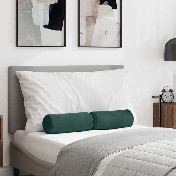 vidaXL Poduszki Wałkowe 2 pcs Ciemna zieleń &Oslash; 15 x 40 cm