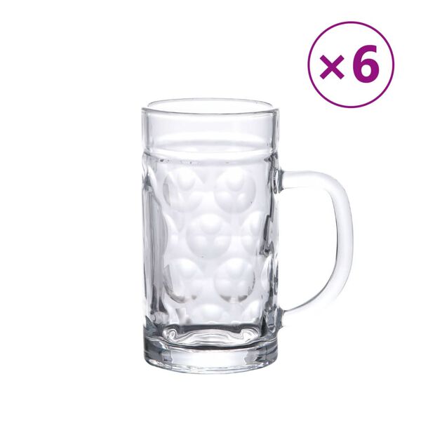 vidaXL Kufle do piwa ze szklanym uchwytem, 6 szt., 500 ml