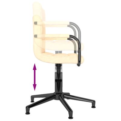vidaXL Obrotowe krzesło stołowe, kremowe, obite aksamitem