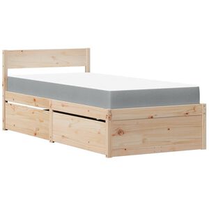 vidaXL Ł&oacute;żko z szufladami i materacem, 90x190 cm, lite drewno sosnowe