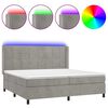 vidaXL Ł&oacute;żko kontynentalne z materacem i LED, szare 200x200cm, aksamit