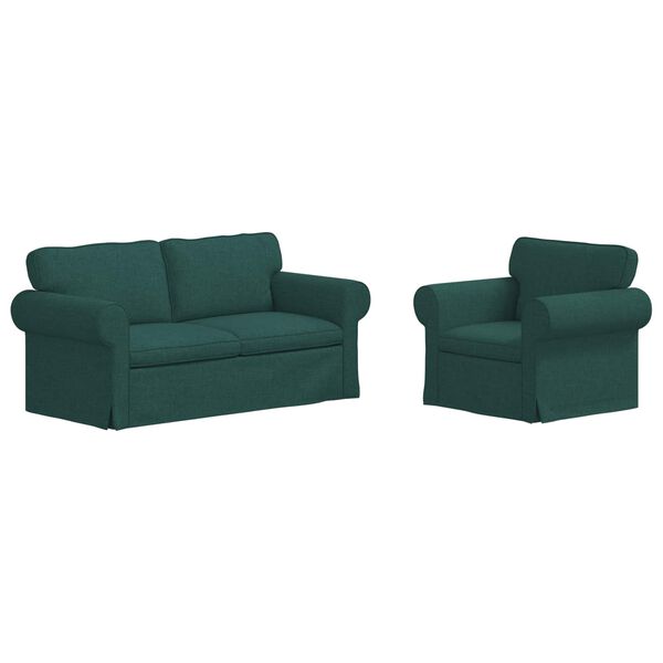 vidaXL Sofa 2 pcs Ciemna zieleń 175 x 82 x 80 cm tkanina