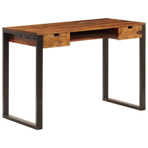 vidaXL Biurko, 110x55x78 cm, lite drewno akacjowe i stal