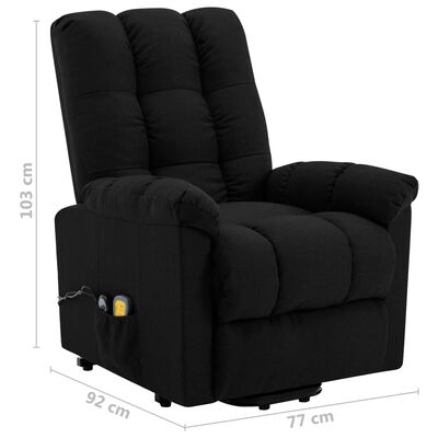 vidaXL Podnoszony fotel masujący, czarna, tkanina
