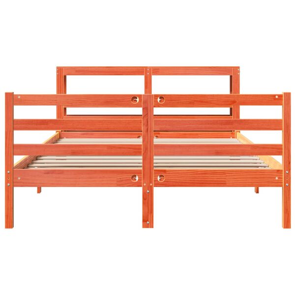 vidaXL Rama ł&oacute;żka bez materaca, woskowy brąz, 140x190 cm, lita sosna