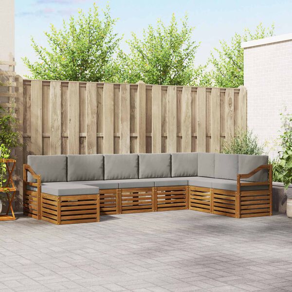 vidaXL Zestaw sofy narożnej z poduszką 8 pcs Naturalny i Jasny Szary