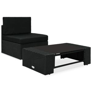 vidaXL 2-cz. zestaw wypoczynkowy do ogrodu, rattan PE, czarny