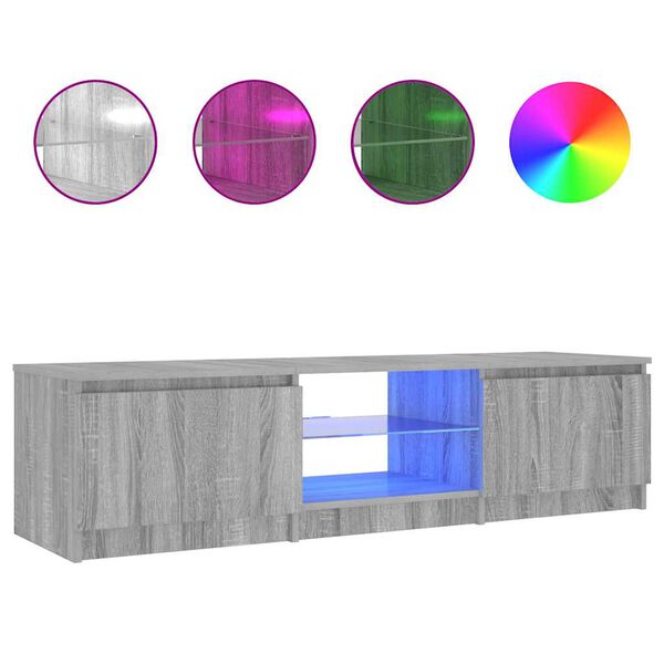 vidaXL Szafka pod TV, z LED, szary dąb sonoma, 140x40x36 cm