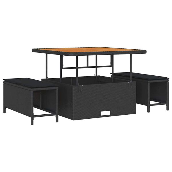 vidaXL Zestaw Sof na Ogr&oacute;d z poduszką z przechowywaniem 8 pcs Czarny