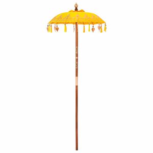 vidaXL Baliński Parasol Żółty (90-100) x 260 cm Bawełna i lite drewno