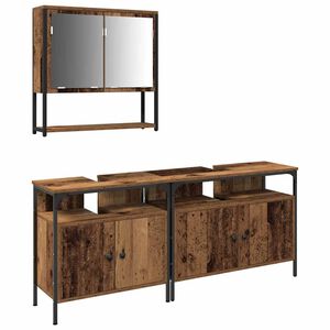 vidaXL Zestaw mebli łazienkowych 3 pcs Brązowy Materiał drewnopochodny