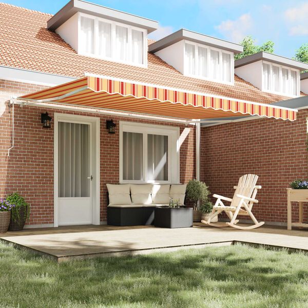 vidaXL Markiza zwijana Ż&oacute;łty i pomarańczowy 450 &times; 350 cm tkanina