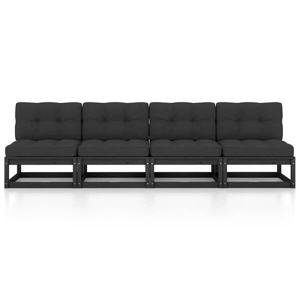 vidaXL 4-osobowa sofa ogrodowa z poduszkami, lite drewno sosnowe