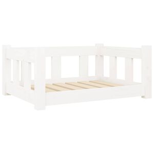 vidaXL Legowisko dla psa, białe, 65,5x50,5x28 cm, lite drewno sosnowe
