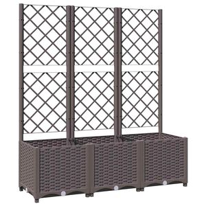 vidaXL Donica ogrodowa z kratką brązowa 120x40x136 cm PP