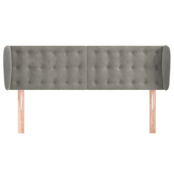 vidaXL Zagłówek uszak, jasnoszary, 147x23x78/88 cm, aksamitny