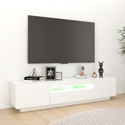 vidaXL Szafka TV z oświetleniem LED, biała, 180x35x40 cm