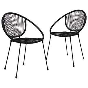 vidaXL Krzesła ogrodowe, 2 szt., rattan PVC, czarne
