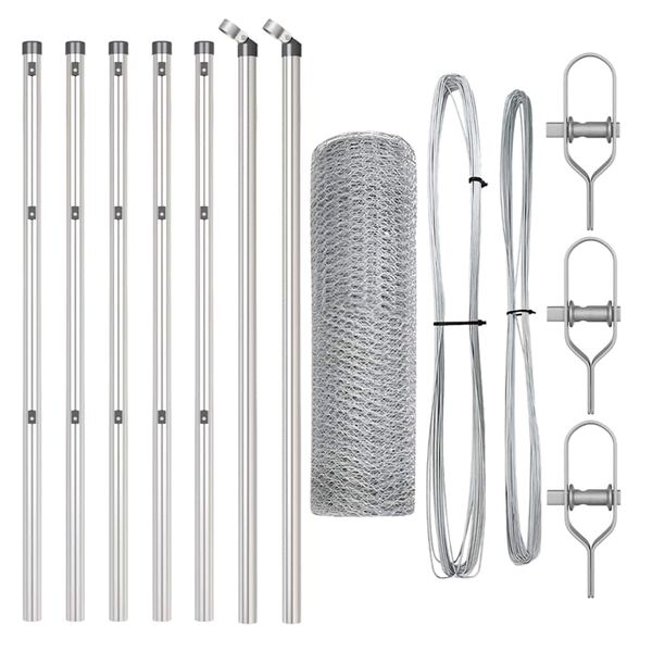 vidaXL Słupek ogrodzeniowy. Srebrny 10 x 0,5 m (siatka 13 mm) Stal