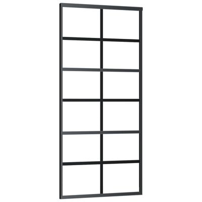 vidaXL Drzwi przesuwne, szkło ESG i aluminium, 90x205 cm, czarne
