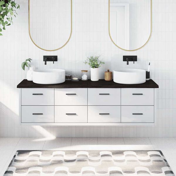 vidaXL Blat do łazienki, ciemnobrązowy, 180x50x(2-4) cm, lite drewno