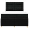 vidaXL Ł&oacute;żko kontynentalne z materacem, czarne, tkanina 140x200 cm