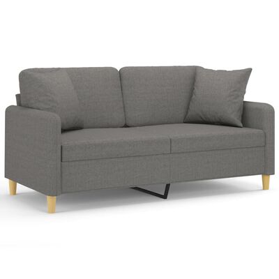 vidaXL 2-osobowa sofa wypoczynkowa z poduszkami, ciemnoszara, 140 cm