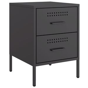 vidaXL Szafka nocna, czarna, 36x39x50,5 cm, stal