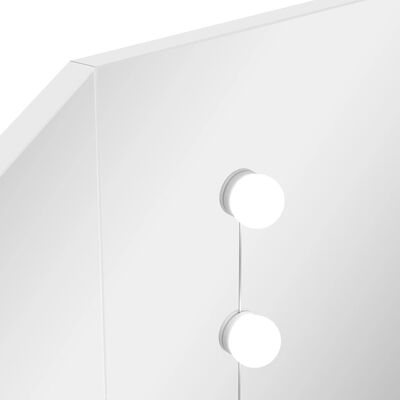 vidaXL Narożna toaletka z oświetleniem LED, biała