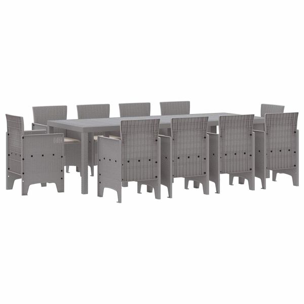 vidaXL Zestaw do jadalni w ogrodzie 11 pcs Jasnoszary polipropylen